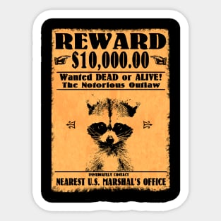 Funny Raccoon Outlaw Sticker